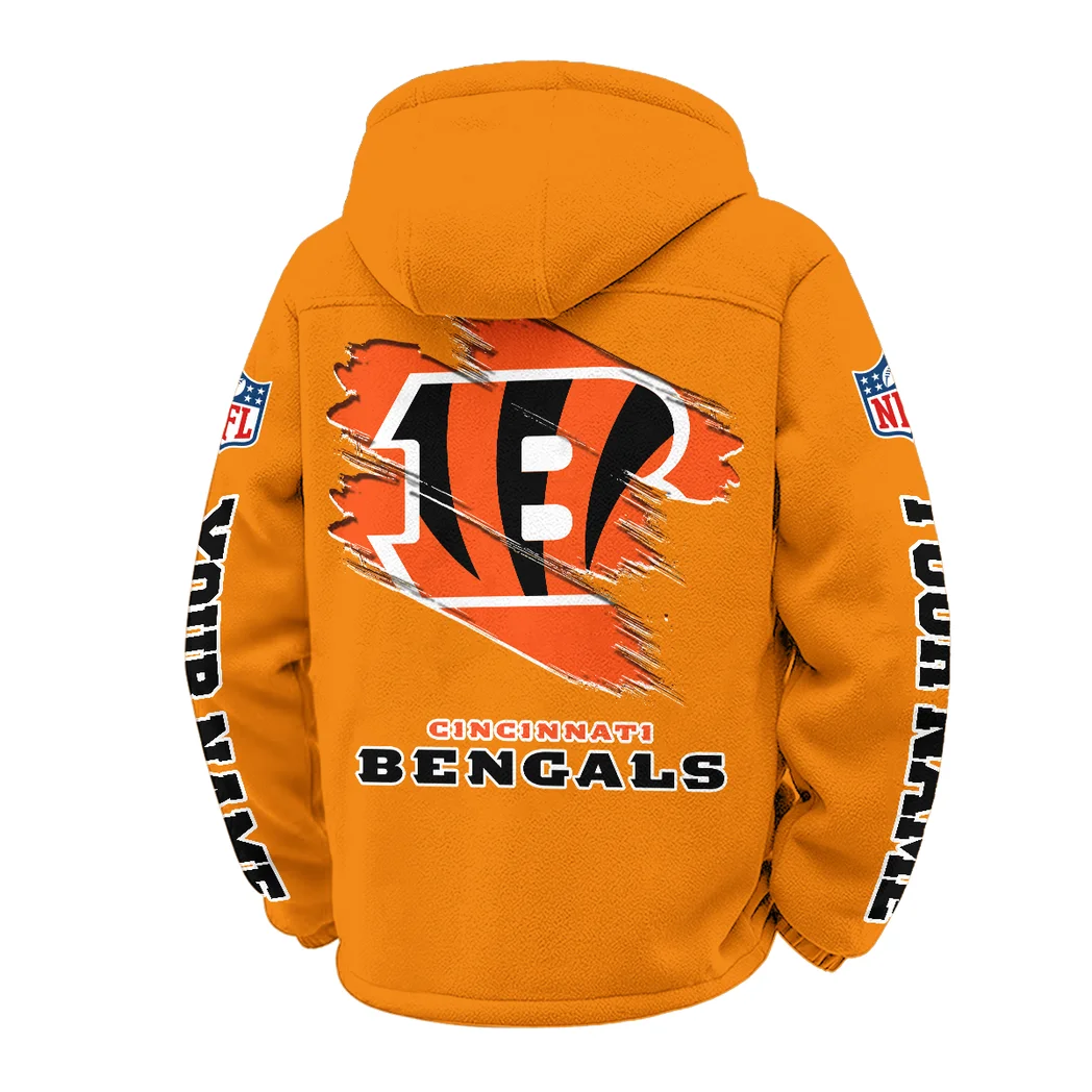 Football Tiger Crew Winter Fleece Jacket, Brushed Interior Winter Fleece HVN1458CI - Orange - Image 3