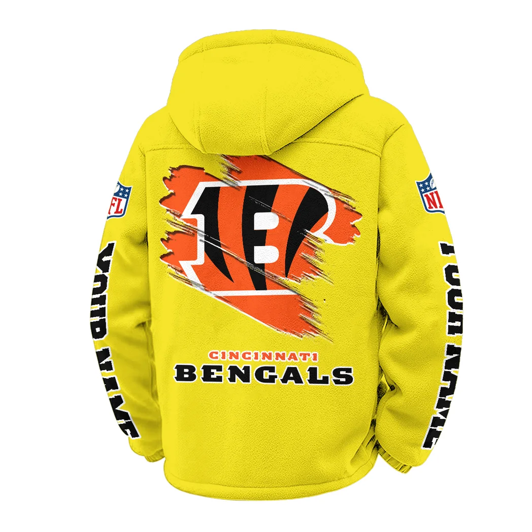 Football Tiger Crew Winter Fleece Jacket, Brushed Interior Winter Fleece HVN1458CI - Yellow - Image 3