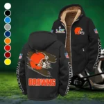 Football Brown Crew Winter Fleece Jacket, Cold Weather Hiking Fleece HVN1458CL - Black