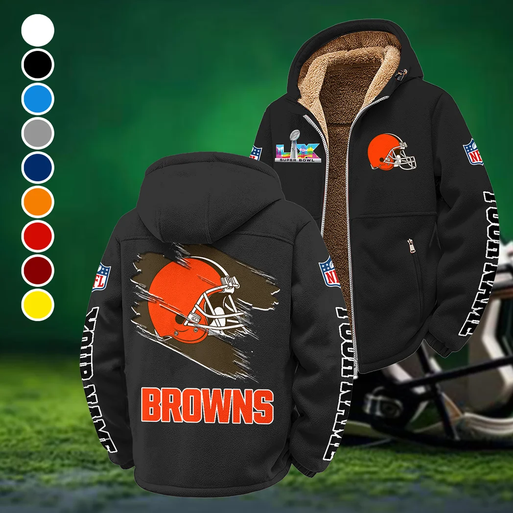 Football Brown Crew Winter Fleece Jacket, Cold Weather Hiking Fleece HVN1458CL - Black