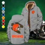 Football Brown Crew Winter Fleece Jacket, Cold Weather Hiking Fleece HVN1458CL - Grey