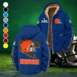 Football Brown Crew Winter Fleece Jacket, Cold Weather Hiking Fleece HVN1458CL - Navy