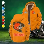 Football Brown Crew Winter Fleece Jacket, Cold Weather Hiking Fleece HVN1458CL - Orange