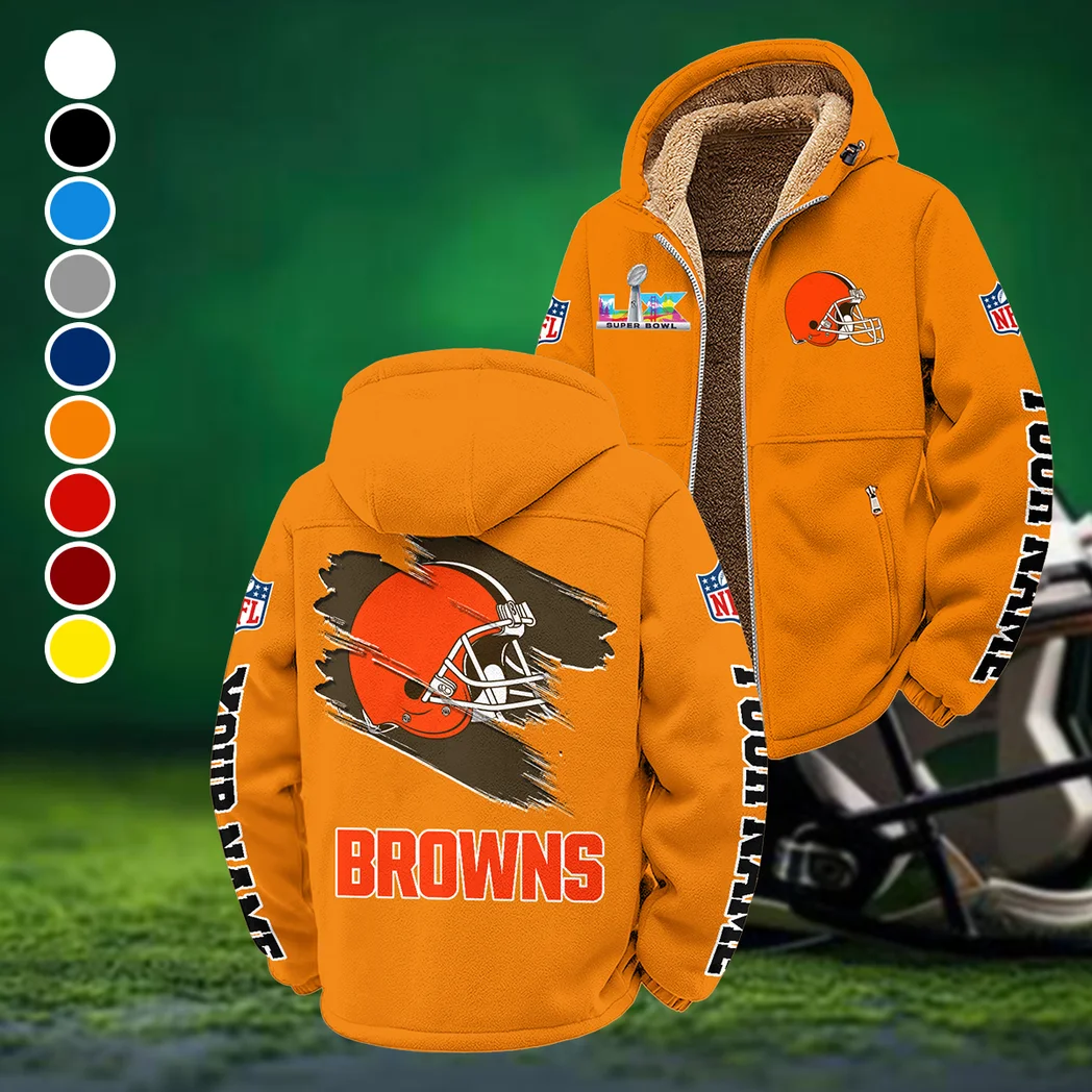 Football Brown Crew Winter Fleece Jacket, Cold Weather Hiking Fleece HVN1458CL - Orange