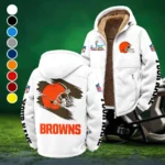 Football Brown Crew Winter Fleece Jacket, Cold Weather Hiking Fleece HVN1458CL - White
