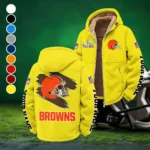 Football Brown Crew Winter Fleece Jacket, Cold Weather Hiking Fleece HVN1458CL - Yellow