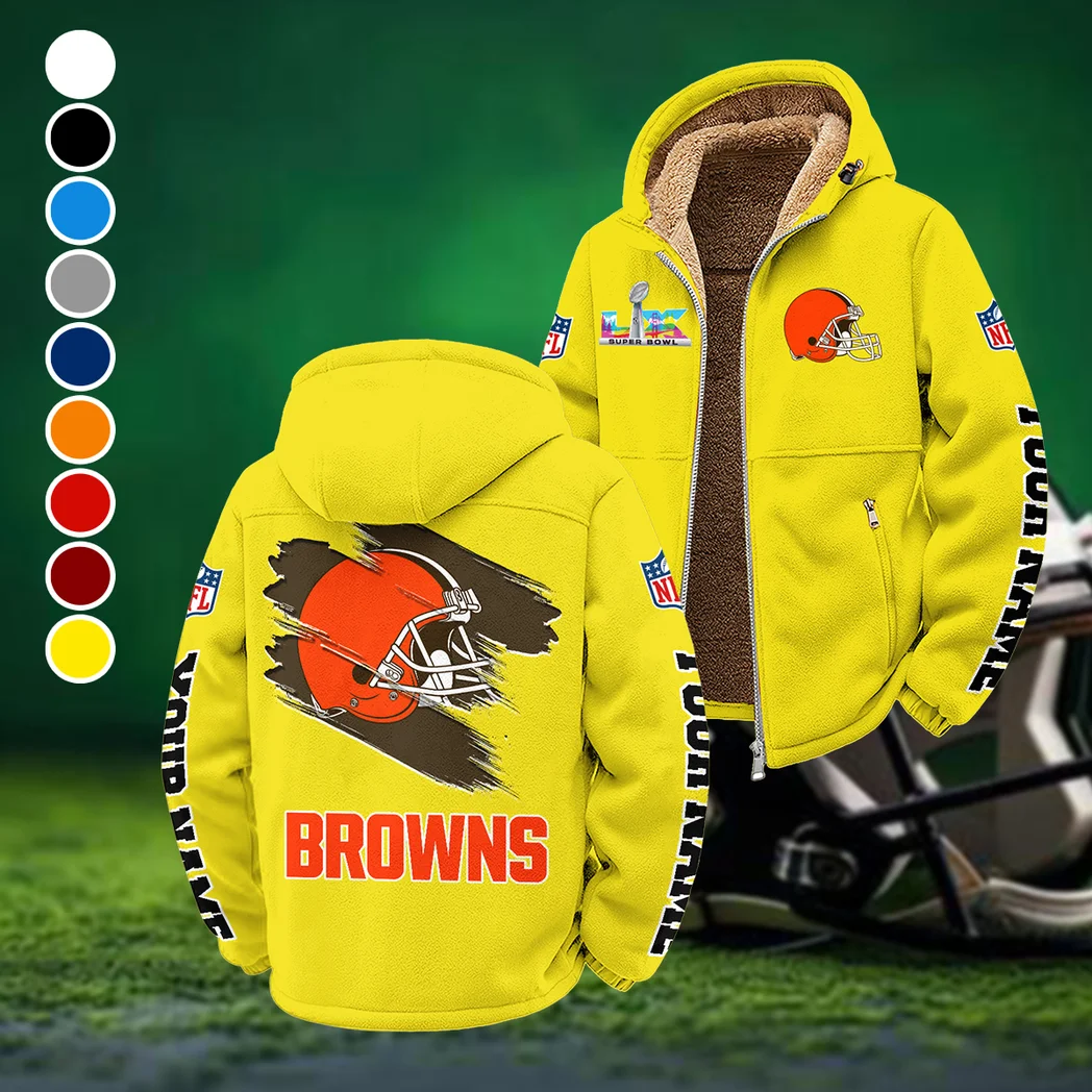 Football Brown Crew Winter Fleece Jacket, Cold Weather Hiking Fleece HVN1458CL - Yellow