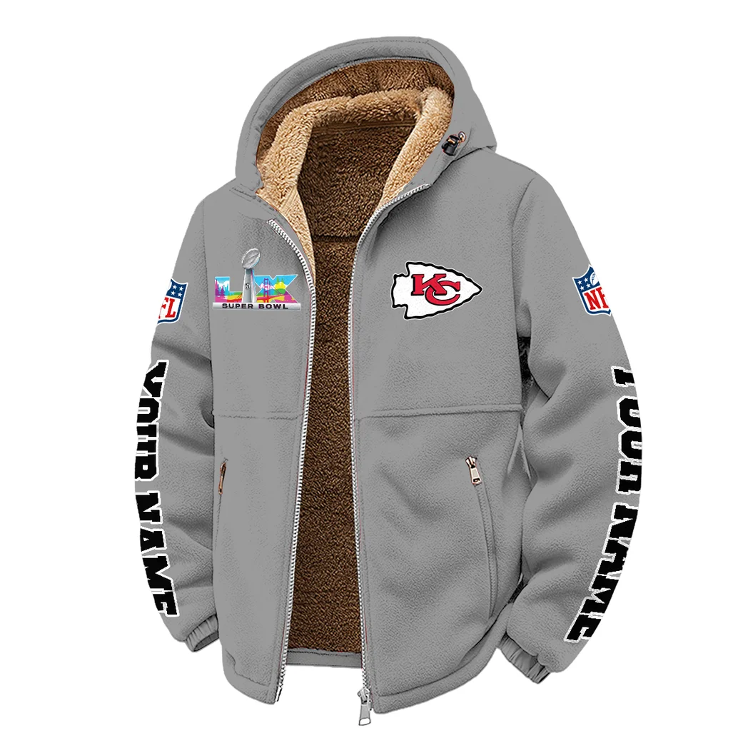 Fan Squad Winter Fleece Jacket, High-Performance Trail Jacket HVN1458KC - Grey - Image 2