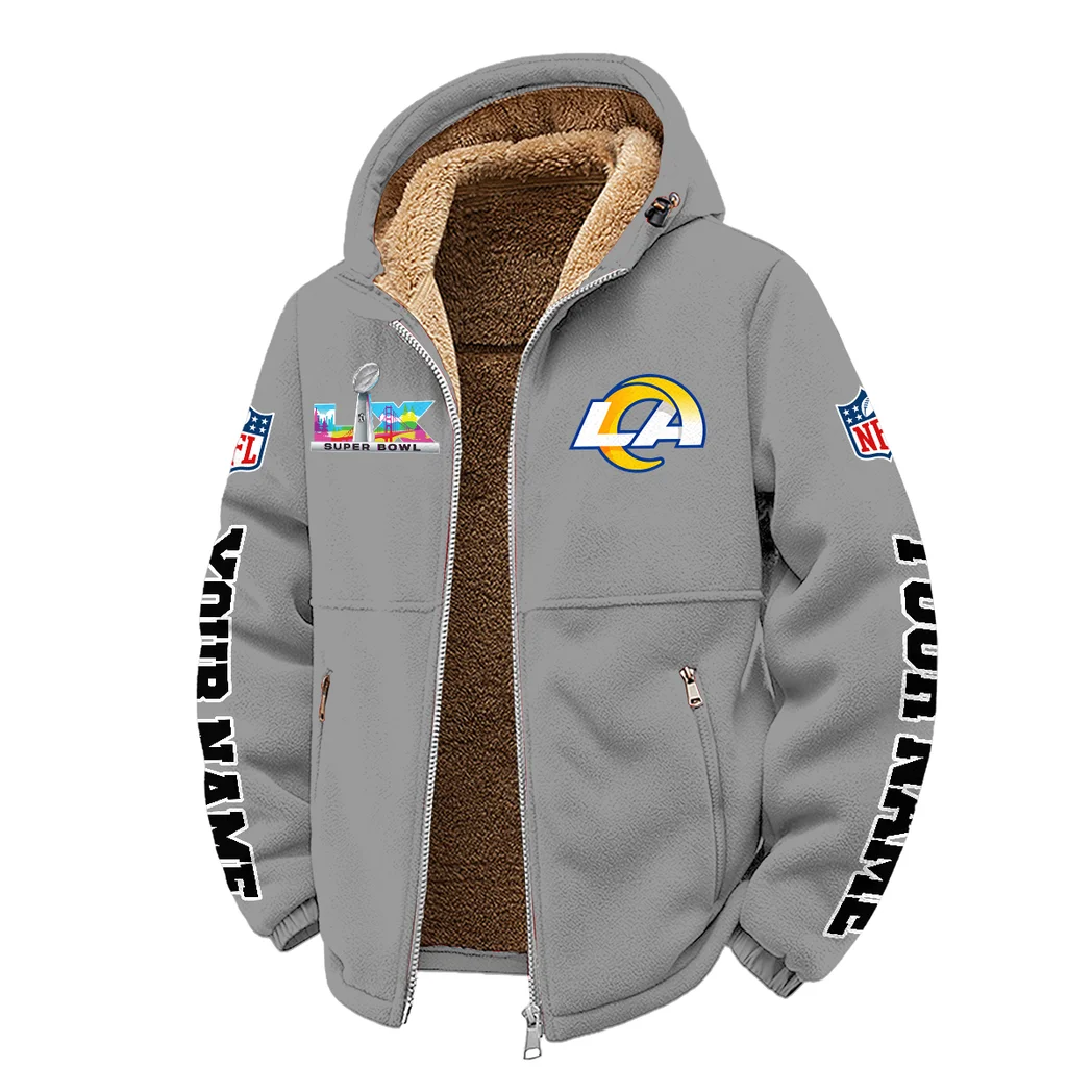 Ram Crew Winter Fleece Jacket, Insulated Sport Hoody HVN1458LA - Grey - Image 2