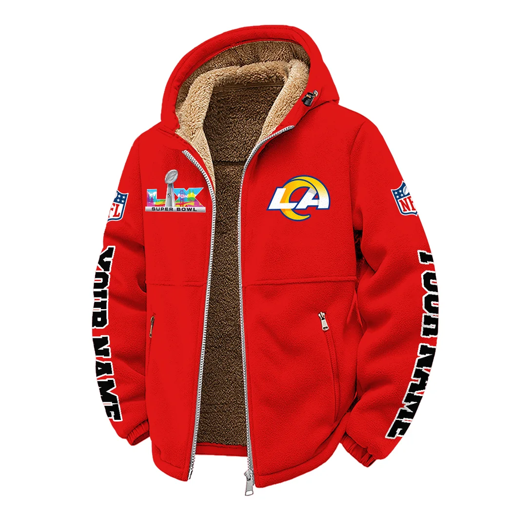 Ram Crew Winter Fleece Jacket, Insulated Sport Hoody HVN1458LA - Red - Image 2