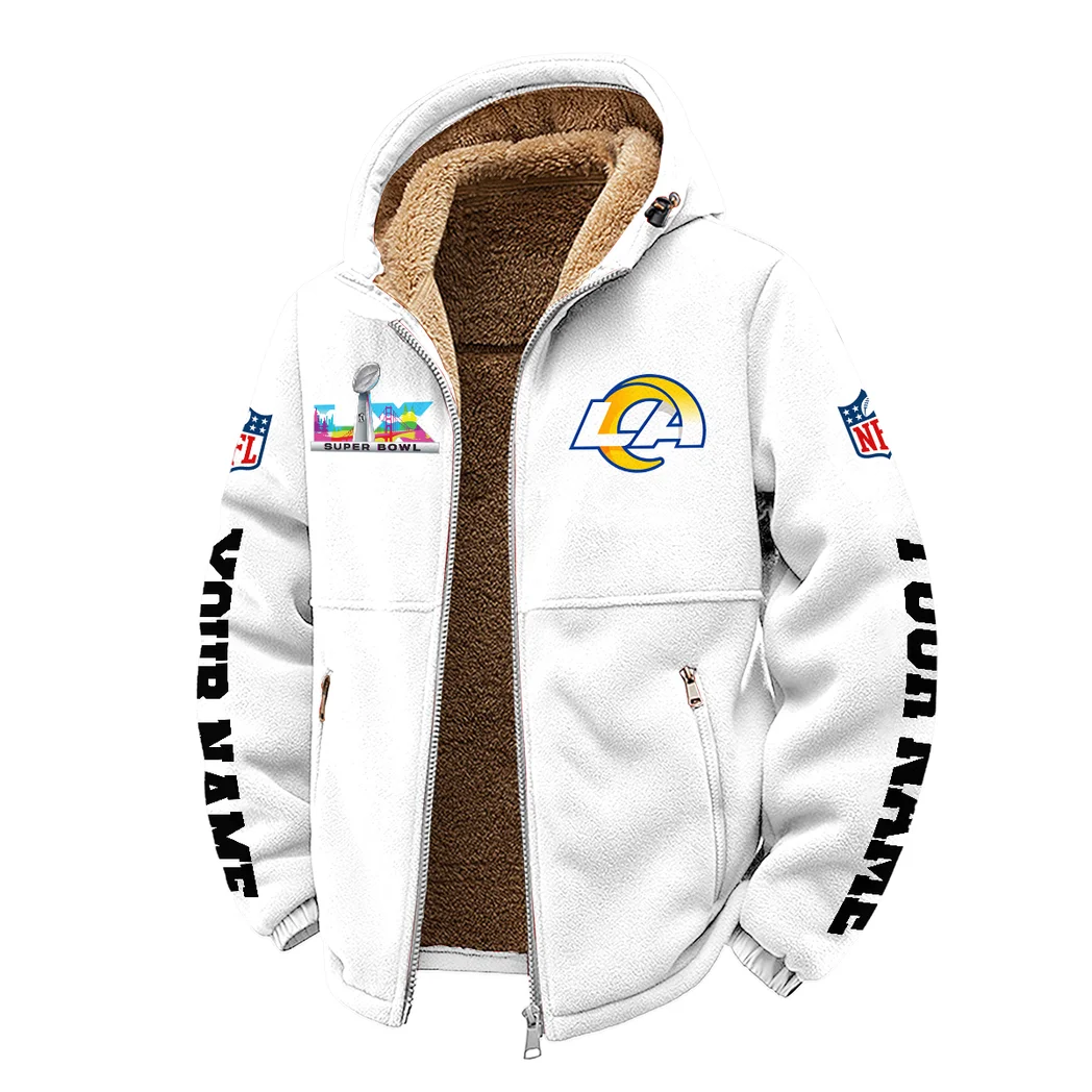 Ram Crew Winter Fleece Jacket, Insulated Sport Hoody HVN1458LA - White - Image 2