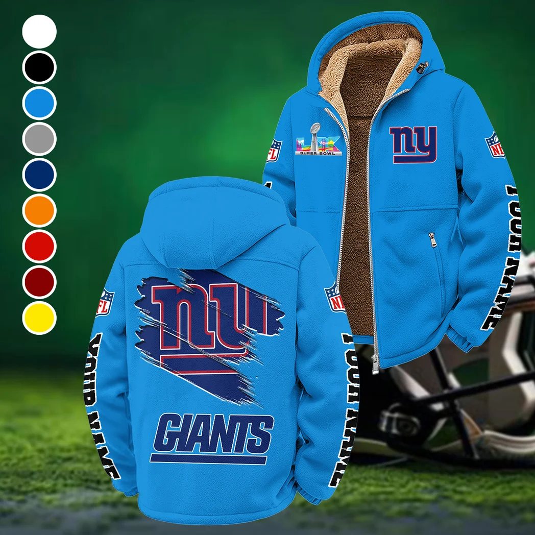 Empire Fans Winter Fleece Jacket, Sherpa Lined Winter Fleece HVN1458NG - Cyan