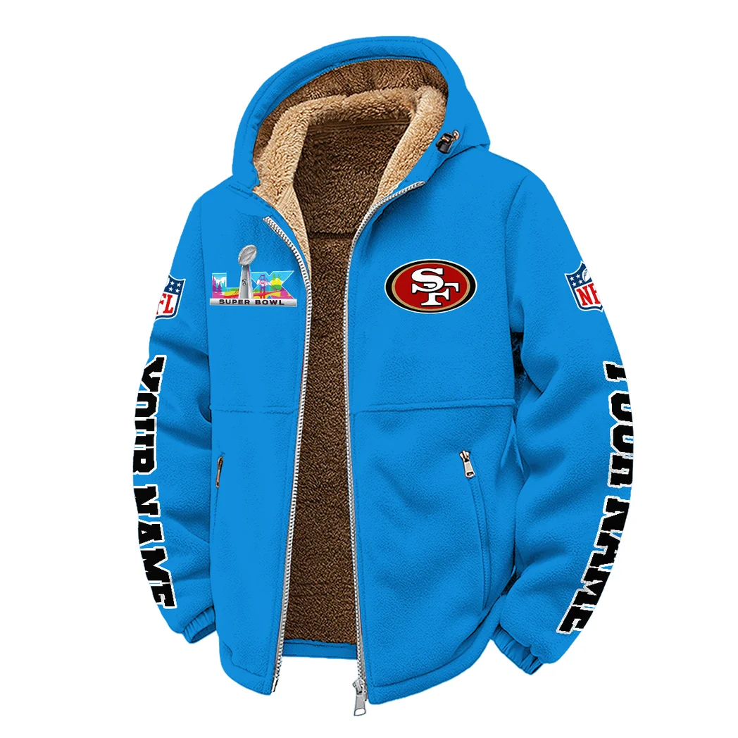 Bay Side Loyalists Winter Fleece Jacket, Thermal Winter Fleece HVN1458SF - Cyan - Image 2