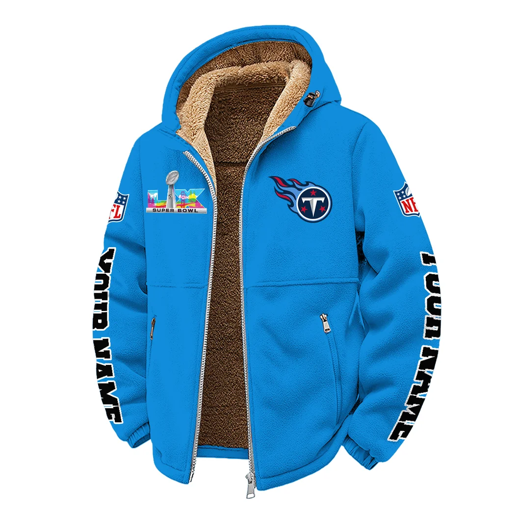 Fan Squad Winter Fleece Jacket, Warm Core Loft Fleece HVN1458TT - Cyan - Image 2