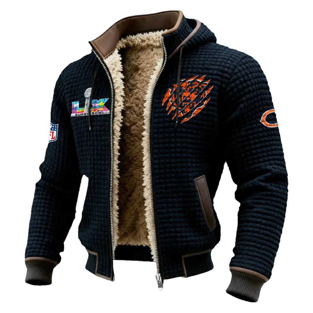 Match Day Cubs Fleece-Lined Hooded Jacket, Endurance Sport Thermal Hoody HVN1459CB - Black - Image 2