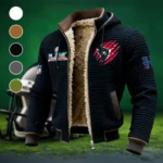 Texan Crew Fleece-Lined Hooded Jacket, Wind-Blocker Insulated Hoody HVN1459HT - Black