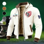 Texan Crew Fleece-Lined Hooded Jacket, Wind-Blocker Insulated Hoody HVN1459HT - White