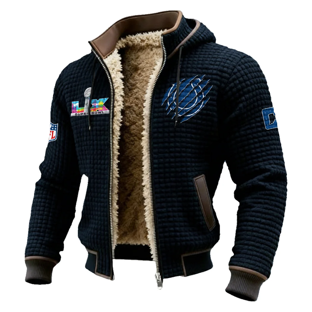 Football Colt Crew Fleece-Lined Hooded Jacket, Storm-Ready Fleece-Lined Coat HVN1459IC - Black - Image 2