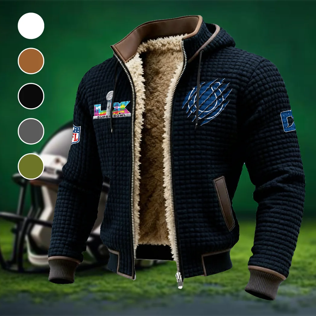 Football Colt Crew Fleece-Lined Hooded Jacket, Storm-Ready Fleece-Lined Coat HVN1459IC - Black