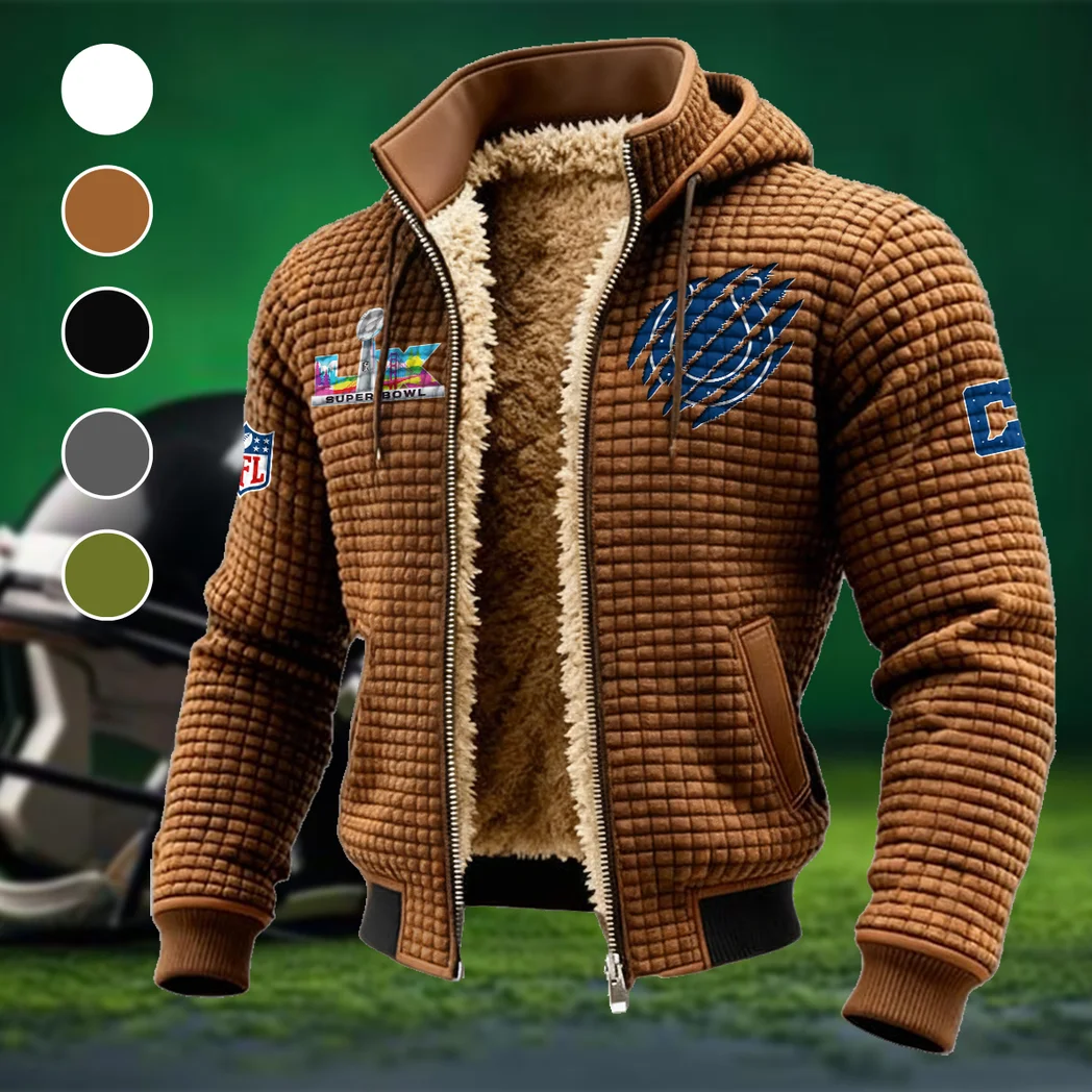 Football Colt Crew Fleece-Lined Hooded Jacket, Storm-Ready Fleece-Lined Coat HVN1459IC - brown