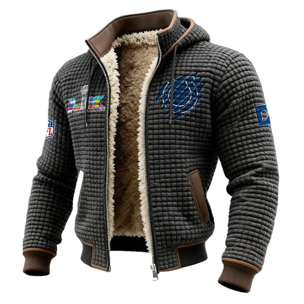 Football Colt Crew Fleece-Lined Hooded Jacket, Storm-Ready Fleece-Lined Coat HVN1459IC - Grey - Image 2