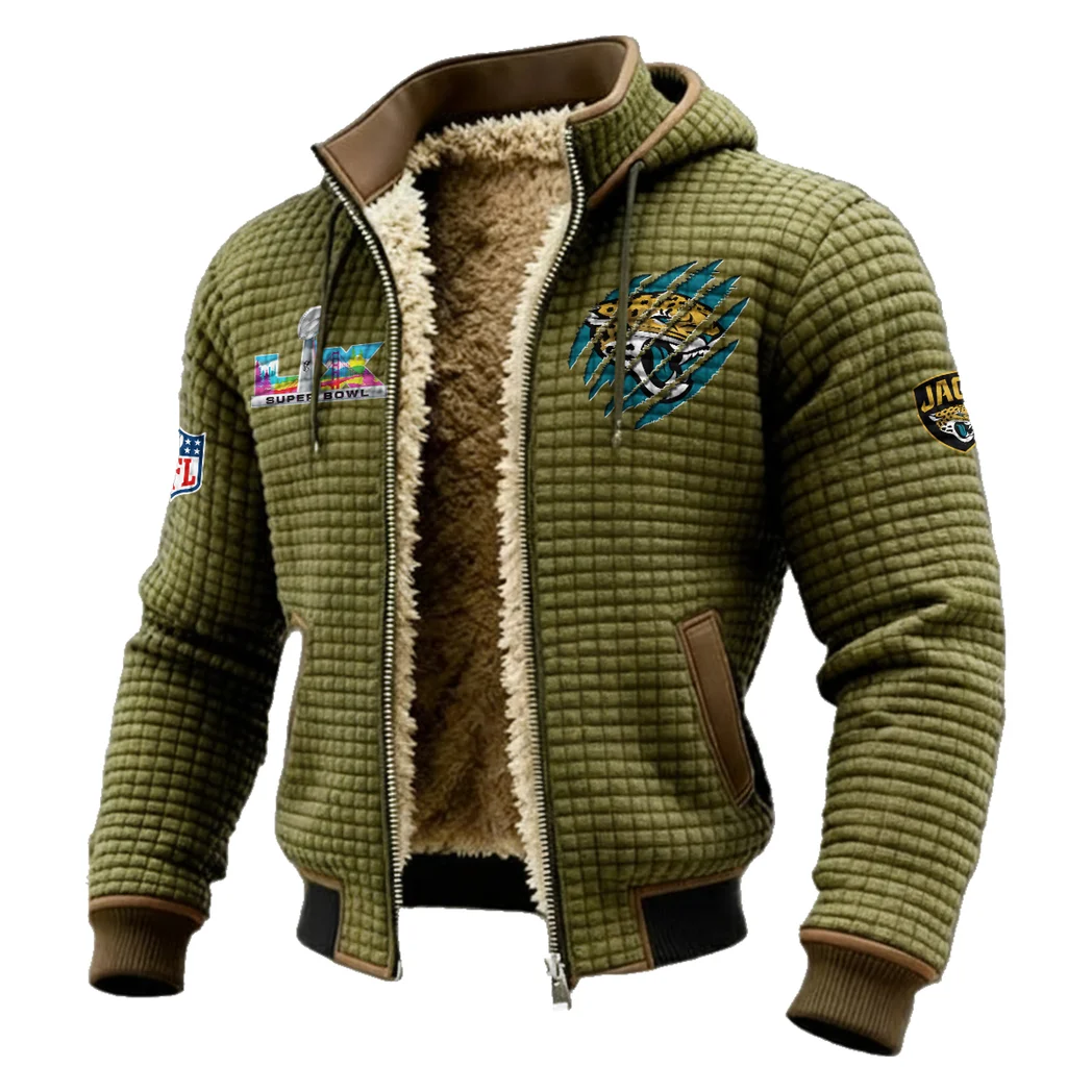 Fan Feline Squad Fleece-Lined Hooded Jacket, Arctic Protection Hooded Zip HVN1459JJ - Green - Image 2