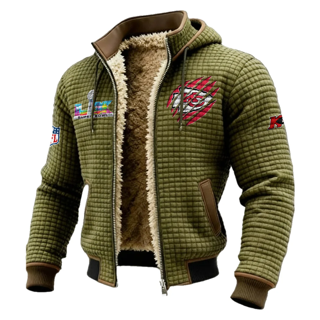 Game Day Squad Fleece-Lined Hooded Jacket, Elemental Guard Sport Jacket HVN1459KC - Green - Image 2