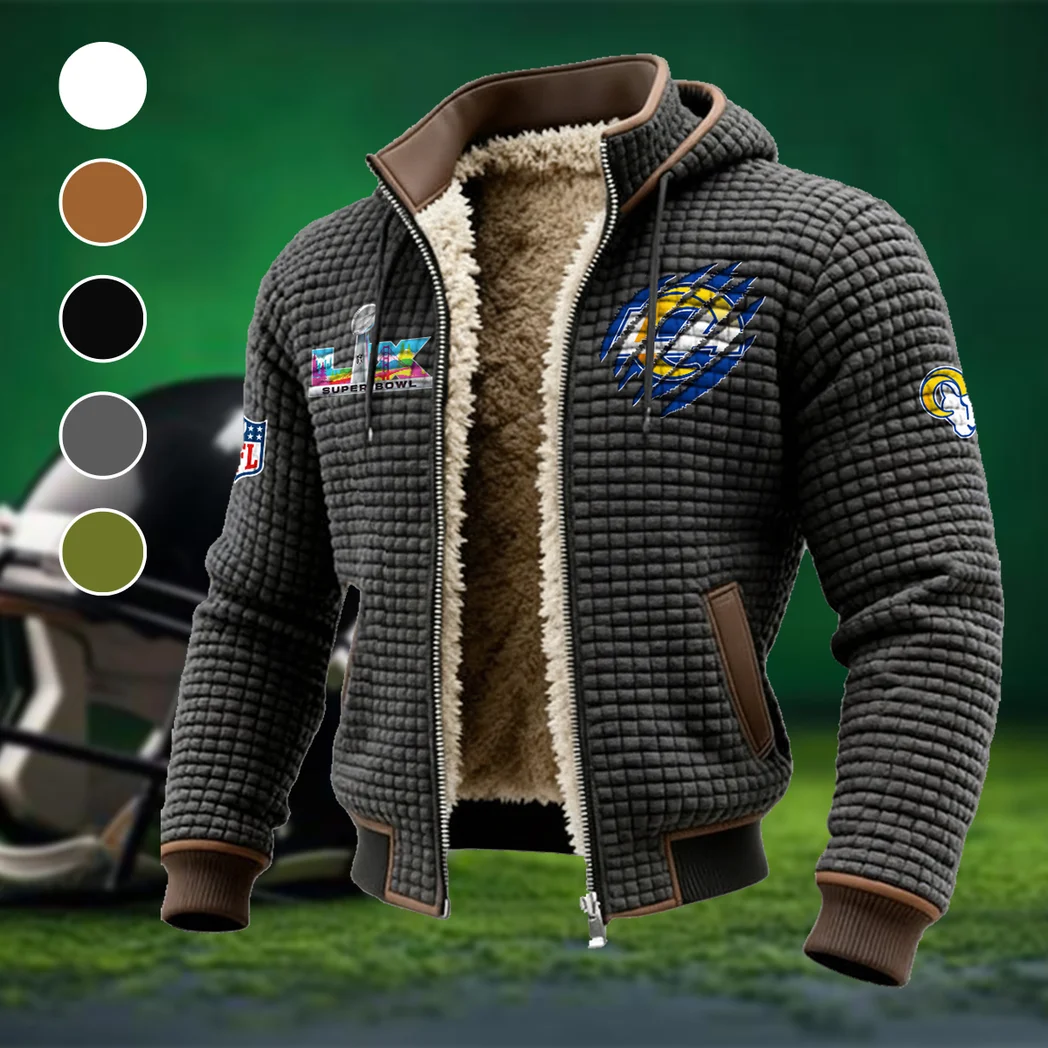 Victory Stars Fleece-Lined Hooded Jacket, Water-Resistant Thermal Hoody HVN1459LA - Grey