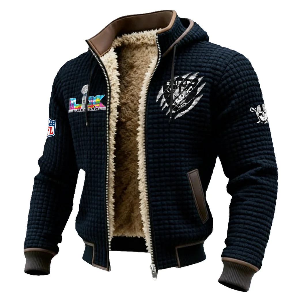 Fan Squad Fleece-Lined Hooded Jacket, Deep Winter Insulated Hoody HVN1459LV - Black - Image 2