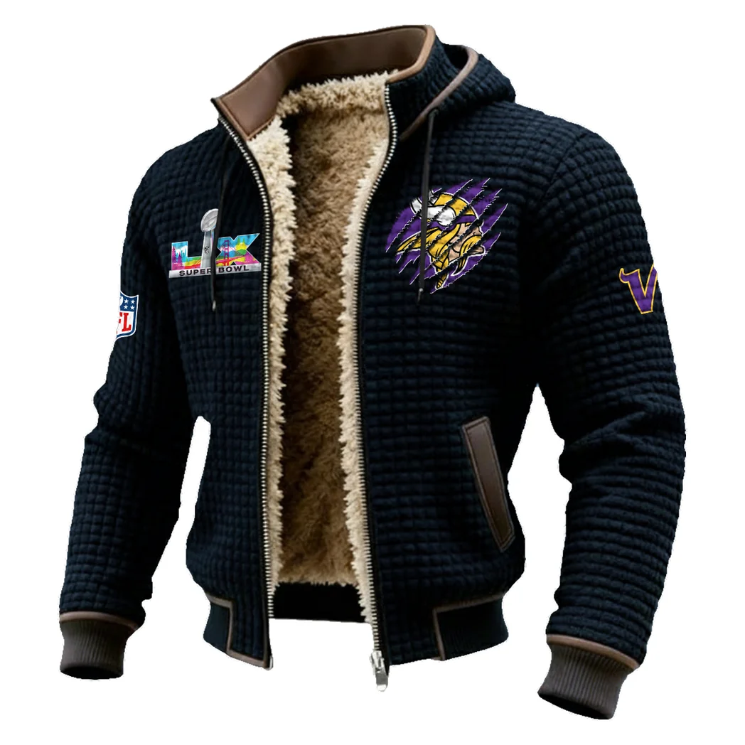 Viking Crew Fleece-Lined Hooded Jacket, Rugged Terrain Fleece Hoody HVN1459MV - Black - Image 2