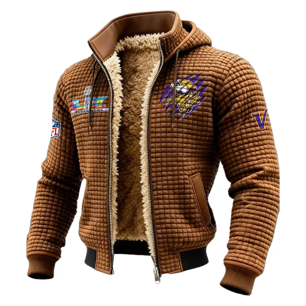 Viking Crew Fleece-Lined Hooded Jacket, Rugged Terrain Fleece Hoody HVN1459MV - brown - Image 2