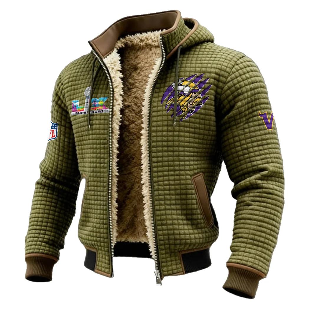 Viking Crew Fleece-Lined Hooded Jacket, Rugged Terrain Fleece Hoody HVN1459MV - Green - Image 2