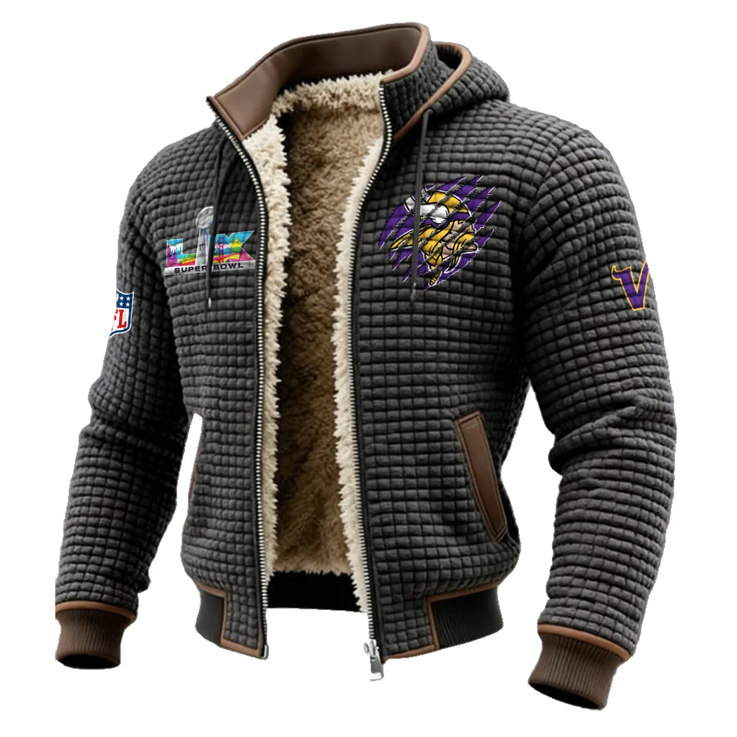 Viking Crew Fleece-Lined Hooded Jacket, Rugged Terrain Fleece Hoody HVN1459MV - Grey - Image 2