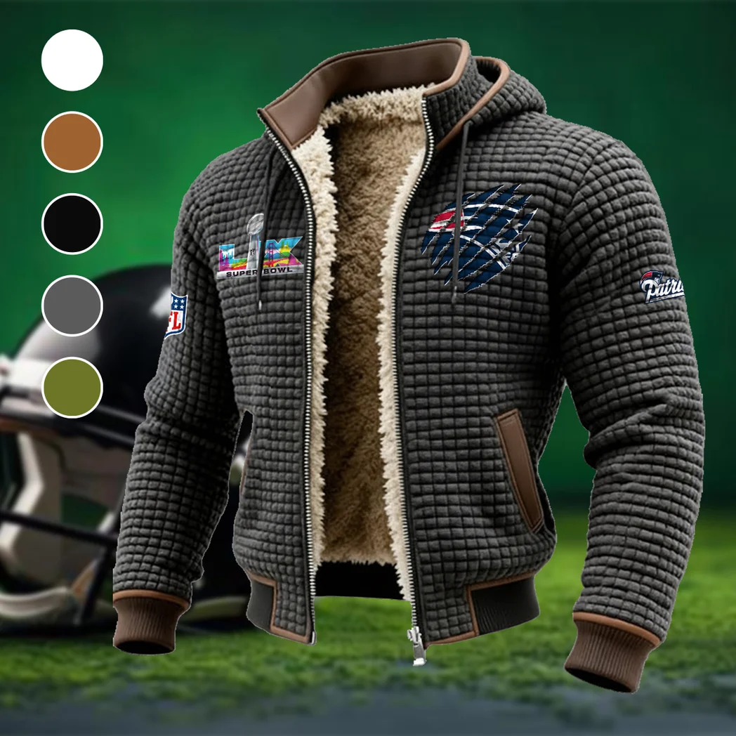 Fan Squad Fleece-Lined Hooded Jacket, Heavyweight Cozy Sport Shell HVN1459NP - Grey