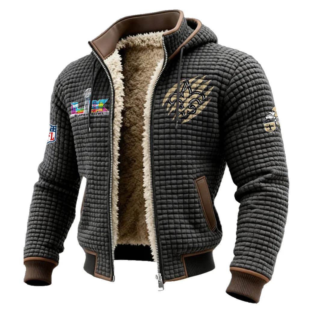 Crescent Fans Fleece-Lined Hooded Jacket, Brushed Interior Winter Jacket HVN1459NS - Grey - Image 2
