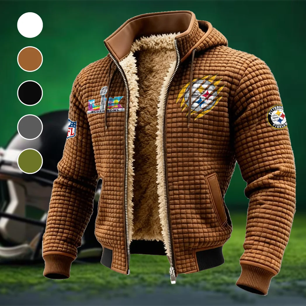 Black Helm Fleece-Lined Hooded Jacket, High-Density Comfort Fleece HVN1459PS - brown