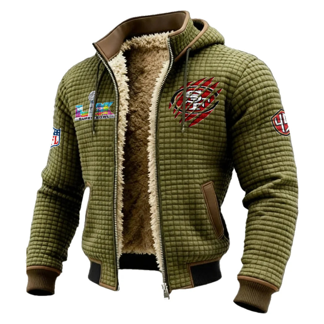 Golden City Crew Fleece-Lined Hooded Jacket, Premium Bonded Fleece Jacket HVN1459SF - Green - Image 2