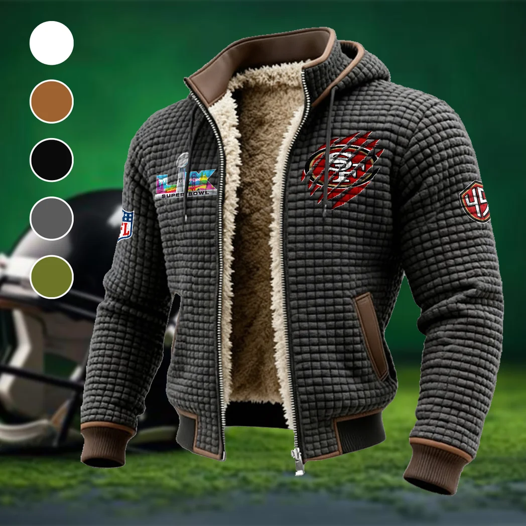 Golden City Crew Fleece-Lined Hooded Jacket, Premium Bonded Fleece Jacket HVN1459SF - Grey