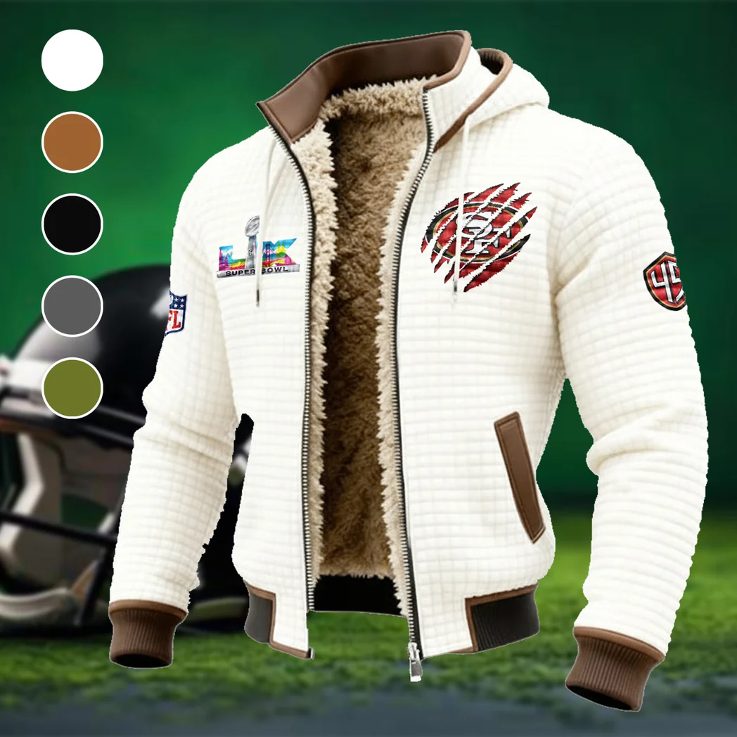 Golden City Crew Fleece-Lined Hooded Jacket, Premium Bonded Fleece Jacket HVN1459SF - White