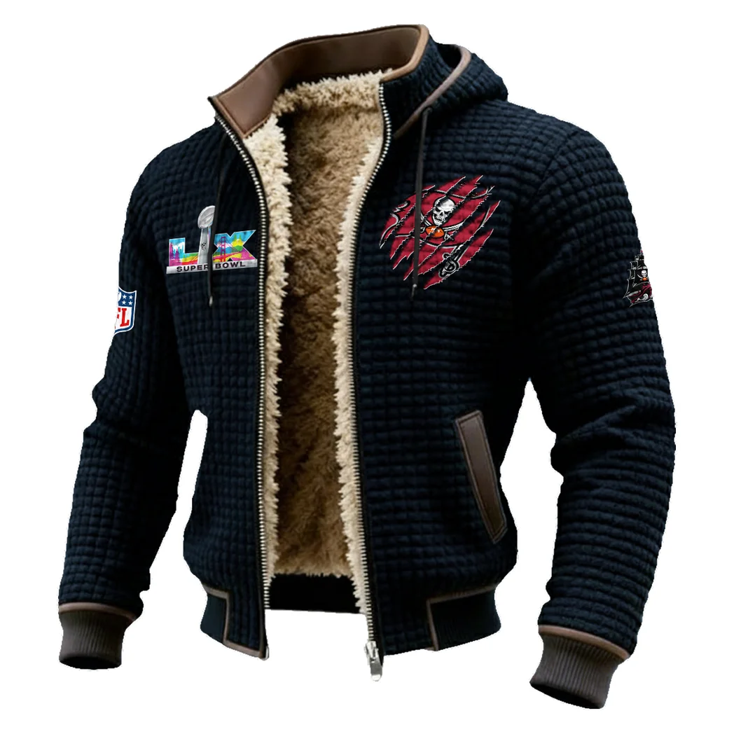 Pirate Squad Fleece-Lined Hooded Jacket, Soft-Touch Thermal Outerwear HVN1459TB - Black - Image 2