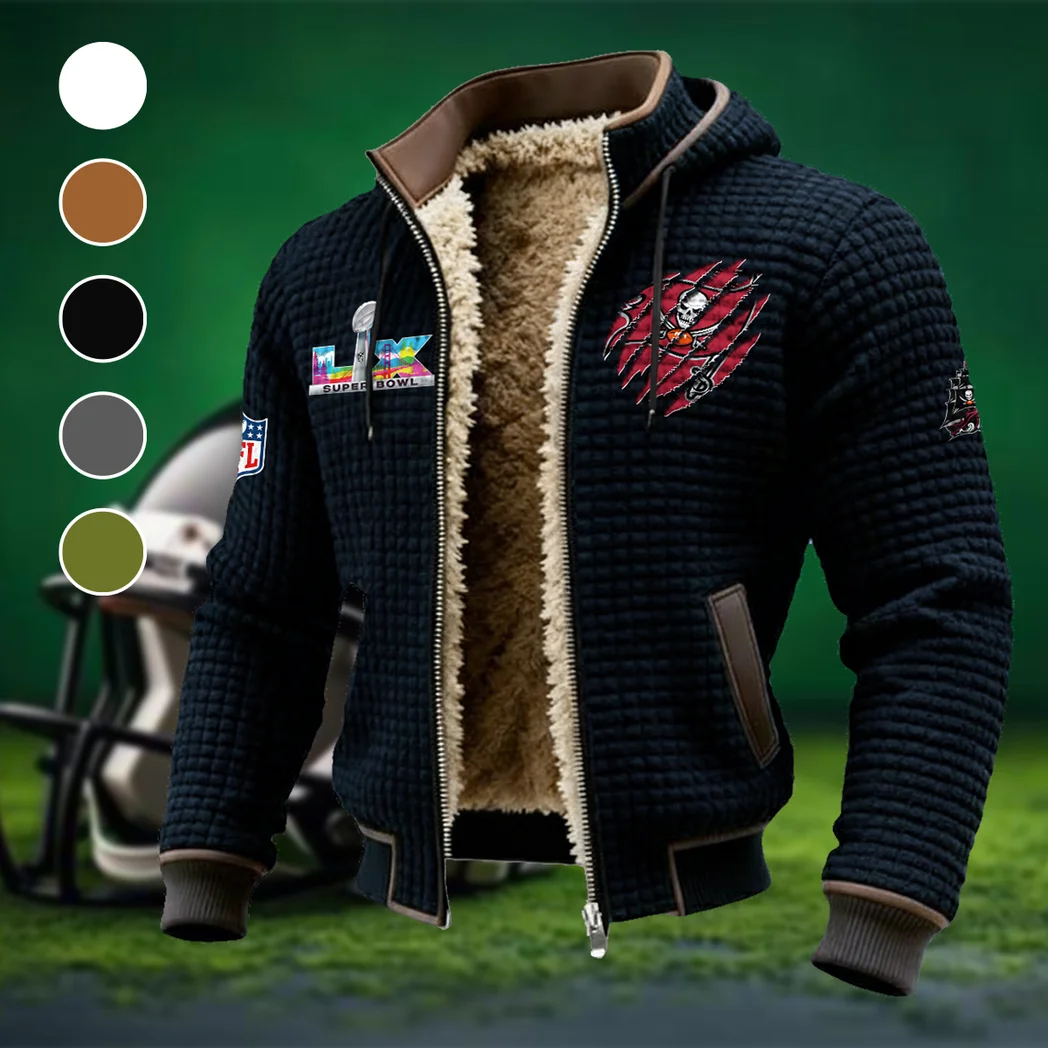 Pirate Squad Fleece-Lined Hooded Jacket, Soft-Touch Thermal Outerwear HVN1459TB - Black