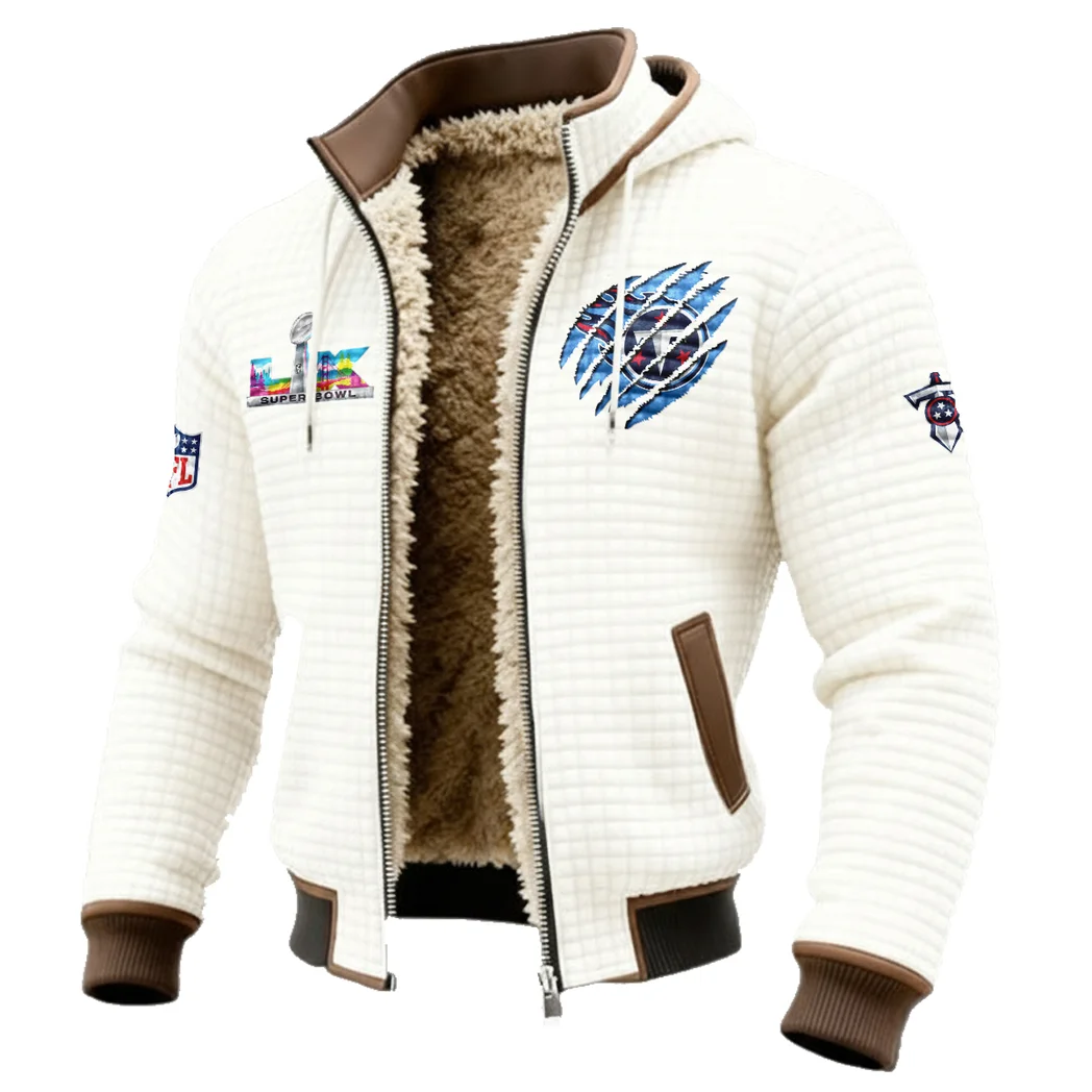 Football Titan Crew Fleece-Lined Hooded Jacket, Warmth-Lock Fleece-Lined Zip HVN1459TT - White - Image 2