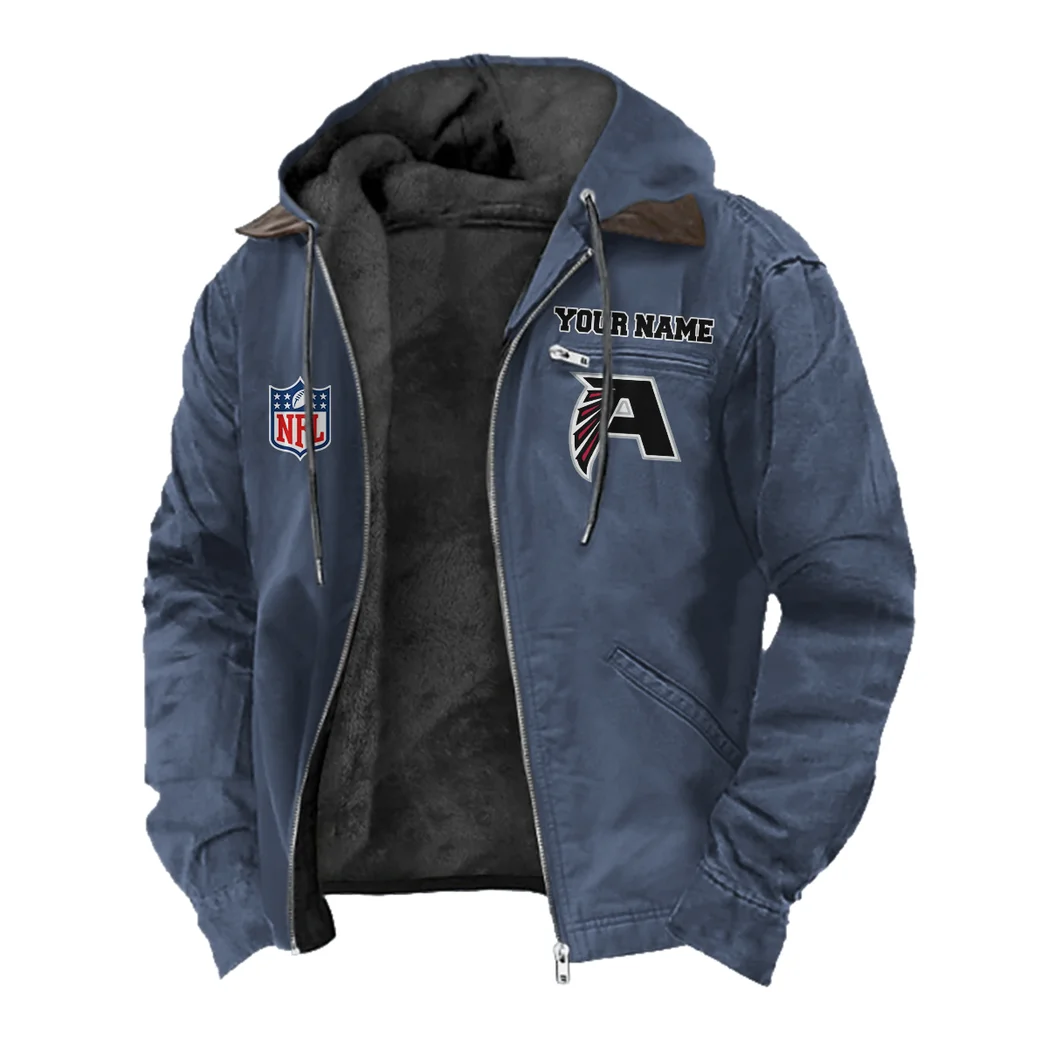 Match Day Flyers Flannel Hoodie, Game Day Hooded Flannel HVN1460AF - Navy Blue - Image 2