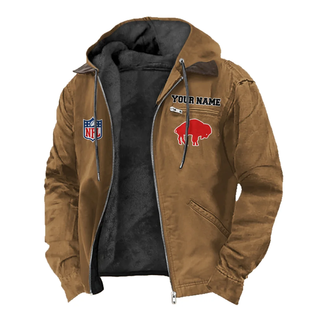 Buffalo Squad Flannel Hoodie, Athletic Spirit Fan Hoodie HVN1460BB - Camel - Image 2