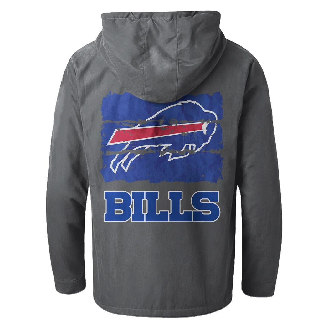 Buffalo Squad Flannel Hoodie, Athletic Spirit Fan Hoodie HVN1460BB - Gray - Image 3