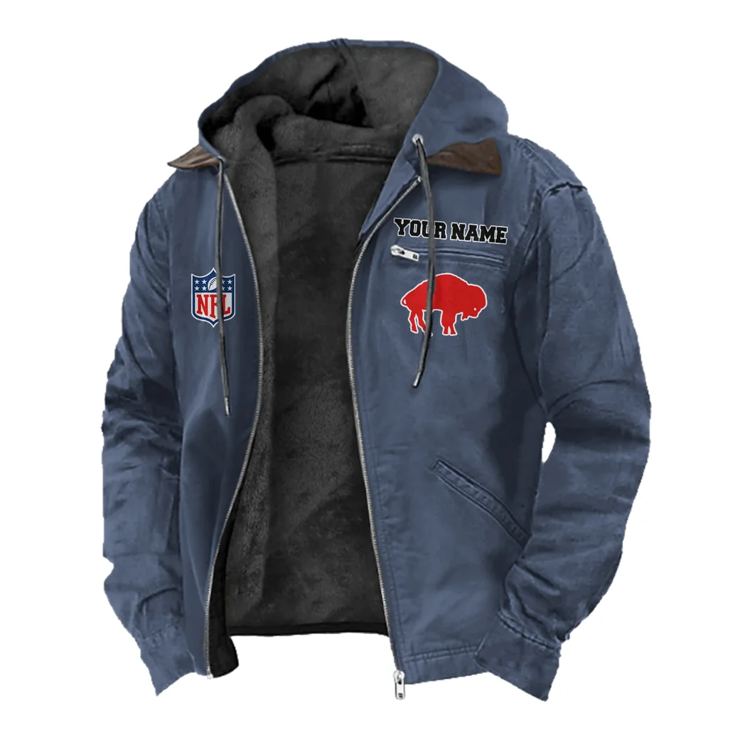 Buffalo Squad Flannel Hoodie, Athletic Spirit Fan Hoodie HVN1460BB - Navy Blue - Image 2