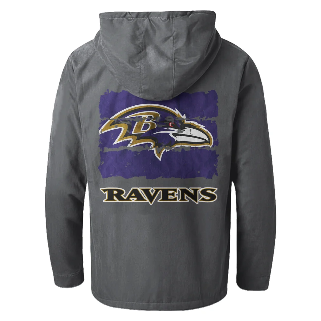 Midnight Flock Flannel Hoodie, Stadium Ready Flannel Hoodie HVN1460BR - Gray - Image 3