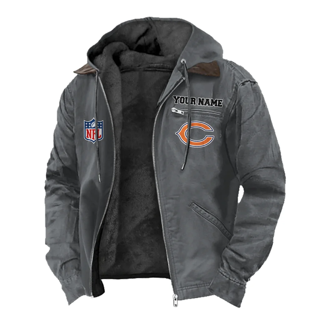 Midnight Stars Flannel Hoodie, Casual Sport Hooded Flannel HVN1460CB - Gray - Image 2