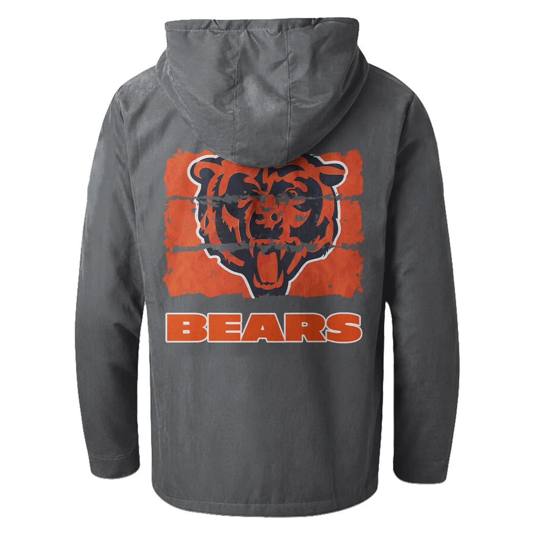 Midnight Stars Flannel Hoodie, Casual Sport Hooded Flannel HVN1460CB - Gray - Image 3