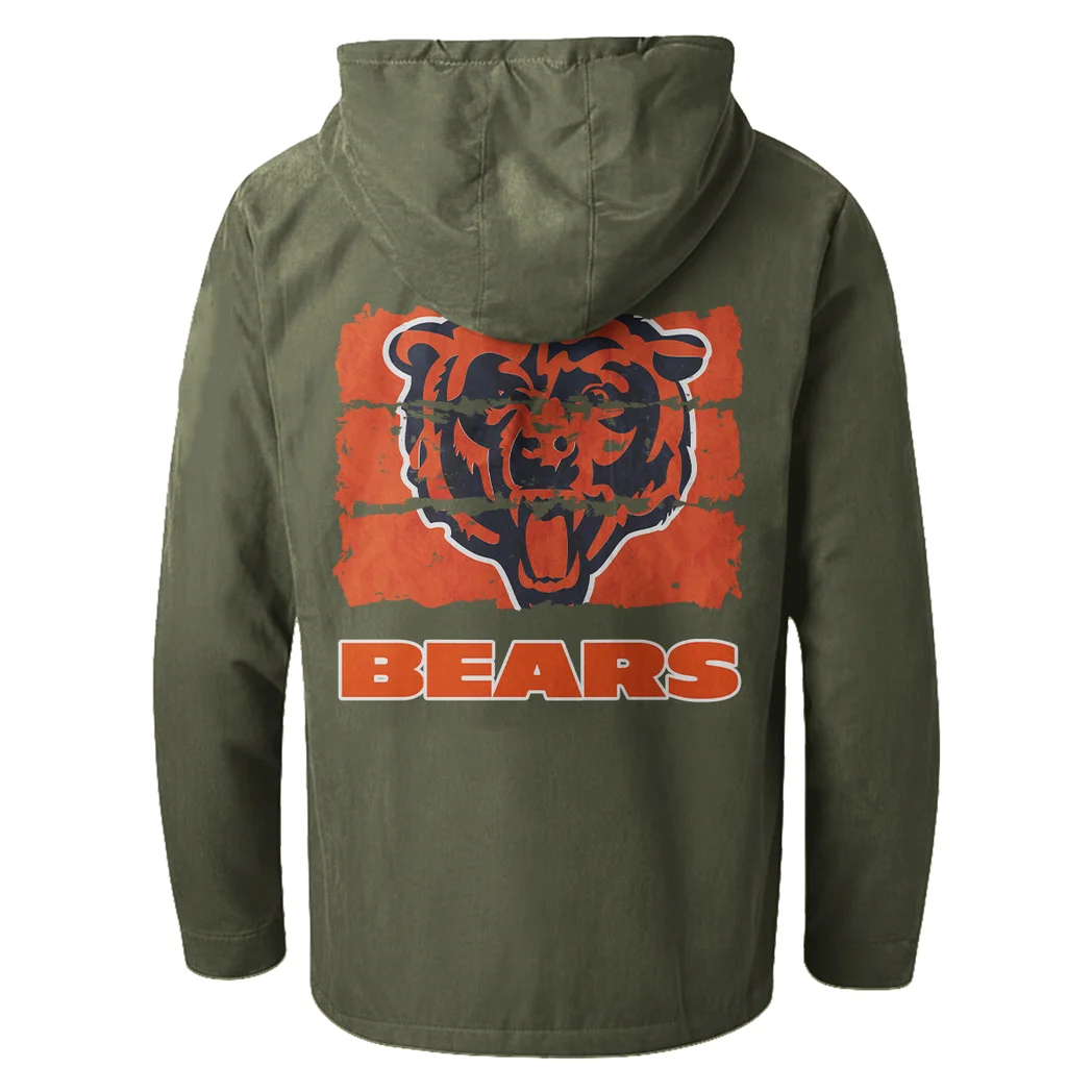 Midnight Stars Flannel Hoodie, Casual Sport Hooded Flannel HVN1460CB - Green - Image 3